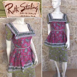 Gorgeous Rare Vintage 1950s Ruth Starling Originals Multi Floral Print Dress